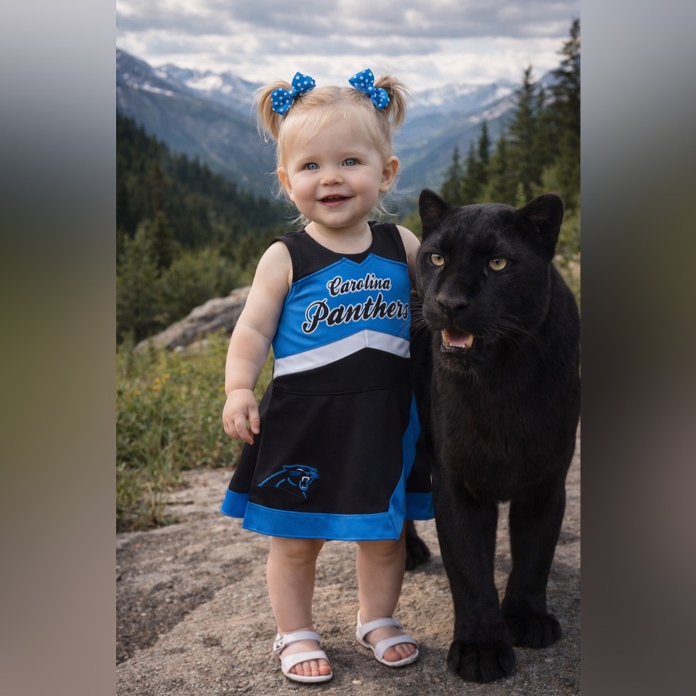 NFL TEAM APPAREL Kids - 2 Piece Cheerleader Set - Carolina Panthers - NWT - Picture 3 of 16